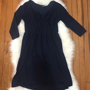 Allison Brittney faux wrap navy dress
